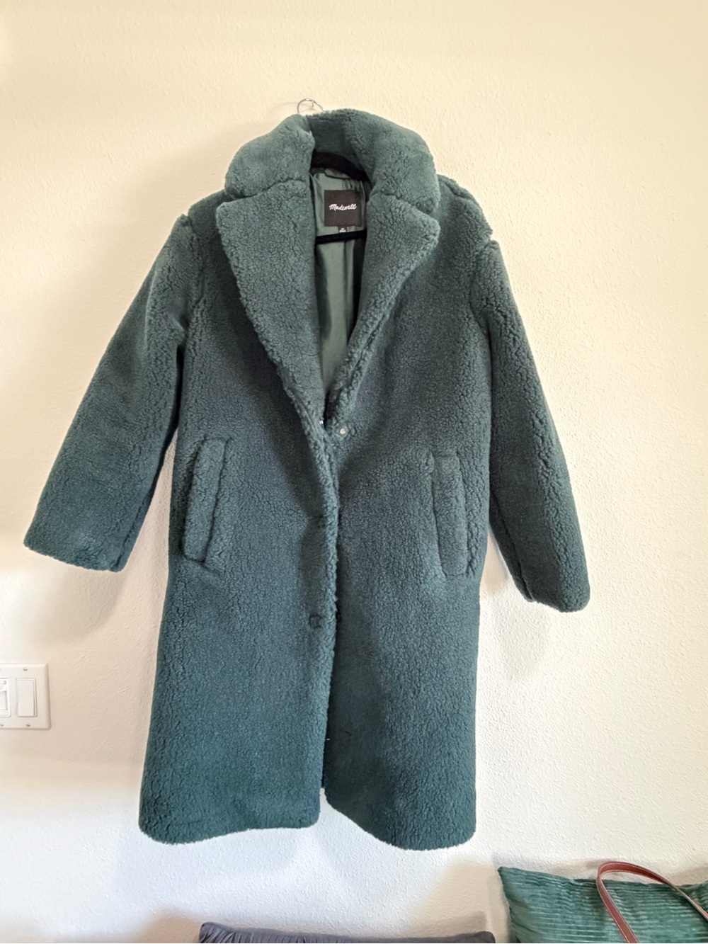 Madewell Plush Faux Shearling Coat in Deep Teal